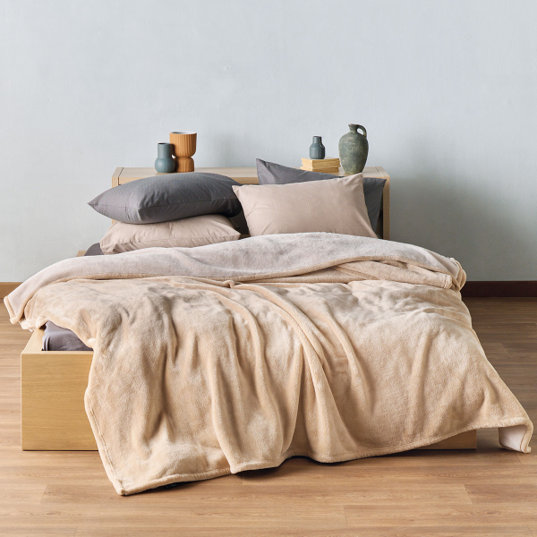 Κουβέρτα Βελουτέ Υπέρδιπλη (220x240) Kentia Loft Yolanda 12 Beige