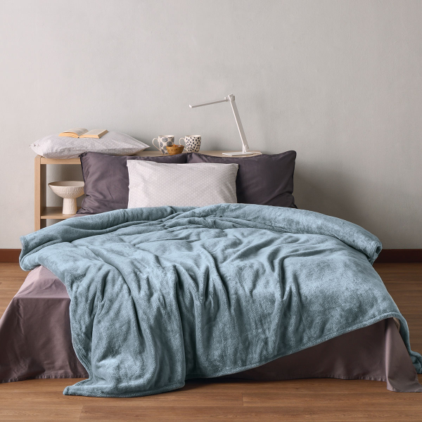 Κουβέρτα Βελουτέ Ημίδιπλη (180x220) Kentia Loft Yolanda 19 Ciel
