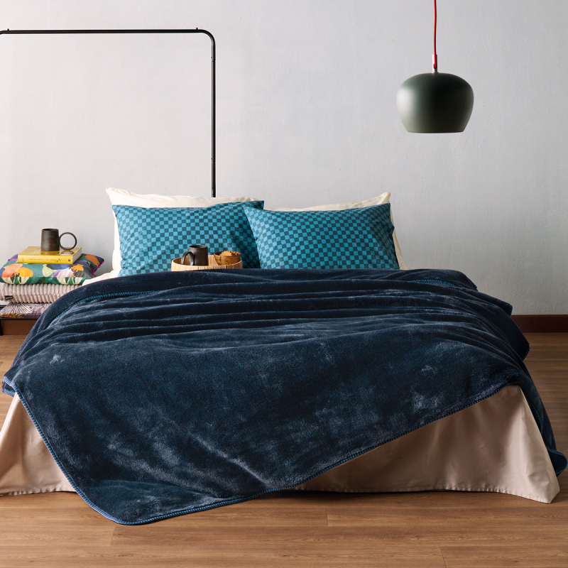 Κουβέρτα Βελουτέ Ημίδιπλη (180x220) Kentia Loft Monaco 01 Blue