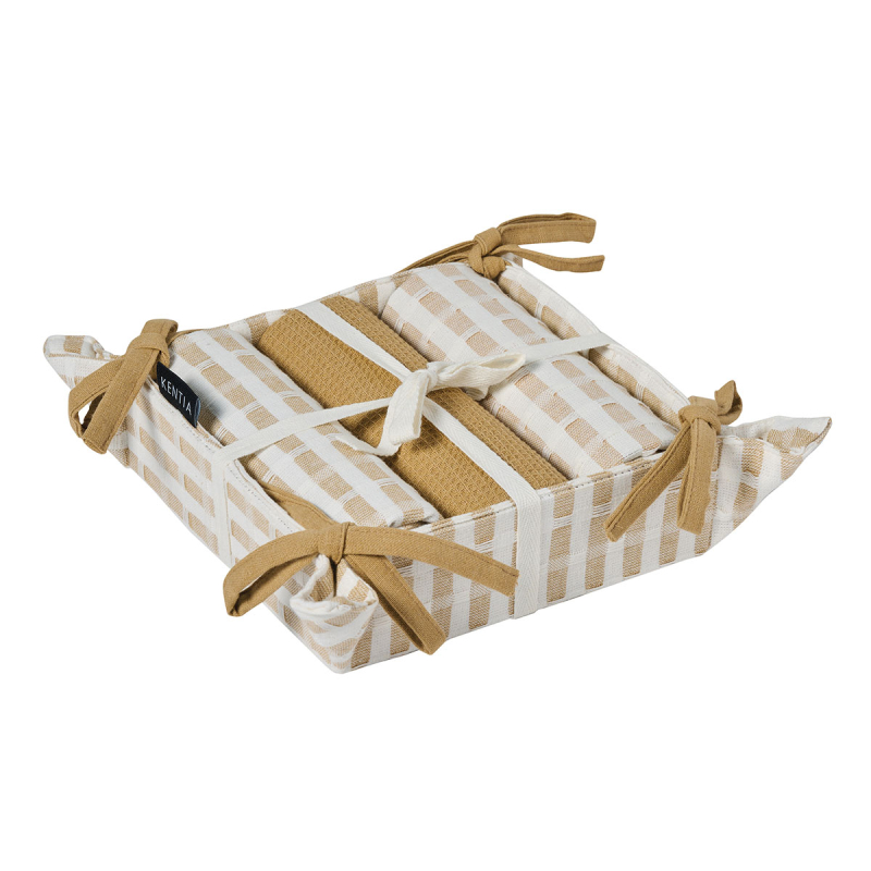 Ποτηρόπανα + Καλάθι Ψωμιού (Σετ 4τμχ) Kentia Loft Pane 2501