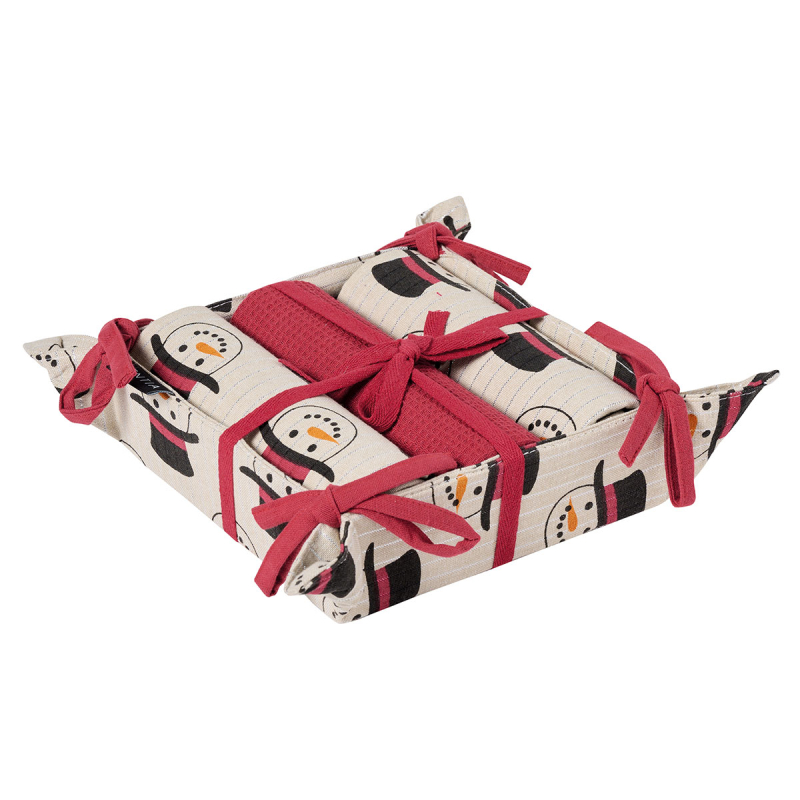 Ποτηρόπανα + Καλάθι Ψωμιού (Σετ 4τμχ) Kentia Loft Snow 2522