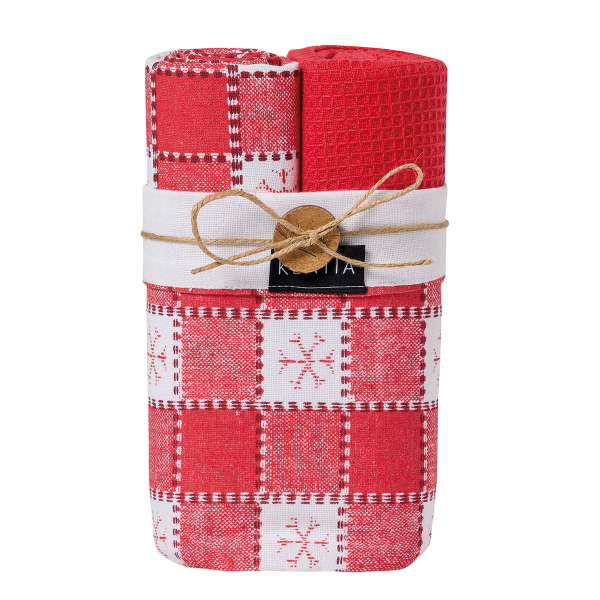 Χριστουγεννιάτικα Ποτηρόπανα Δώρου (Σετ 2τμχ) Kentia Loft Snow 2515