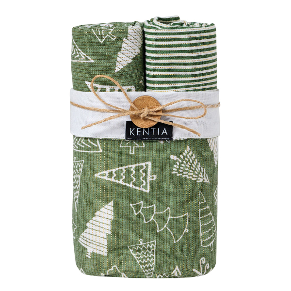 Χριστουγεννιάτικα Ποτηρόπανα Δώρου (Σετ 2τμχ) Kentia Loft Snow 2517