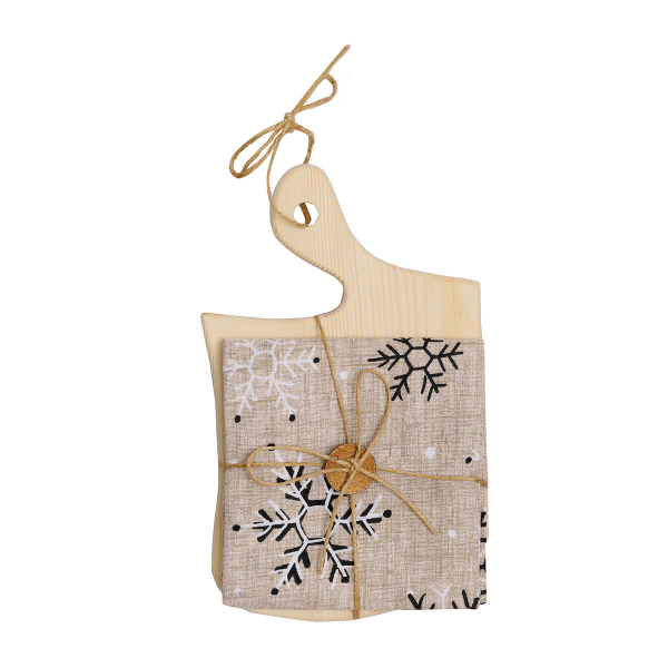 Χριστουγεννιάτικο Ποτηρόπανο Με Ξύλο Κοπής (Σετ 2 τμχ) Kentia Loft Snow 2521