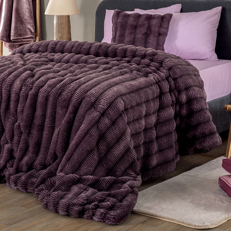 Γούνινο Κουβερτοπάπλωμα Υπέρδιπλο (220x240) Palamaiki Juno Purple