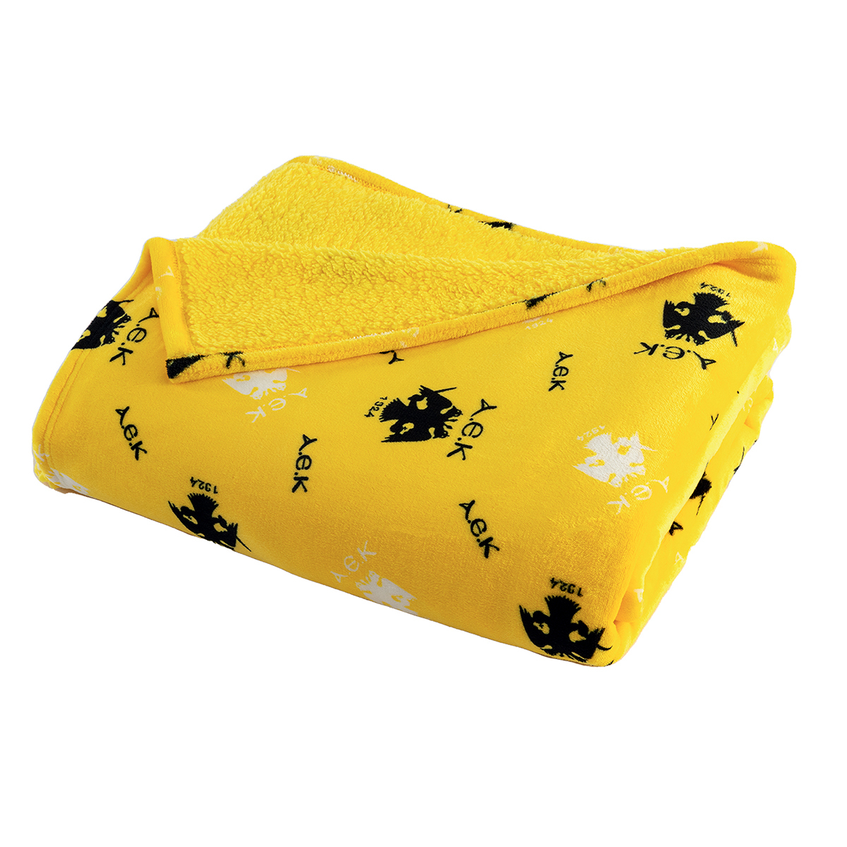 Κουβέρτα Fleece Μονή με Γουνάκι (160X220) Palamaiki Aek Bl Home Παιδικά Λευκά Είδη Παιδικές Κουβέρτες Spitishop