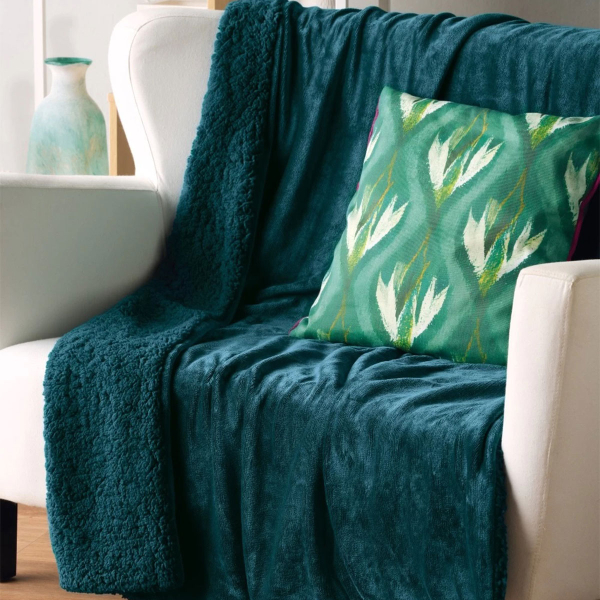 Διακοσμητικό Ριχτάρι Fleece/Κουβέρτα Καναπέ (130x170) Kentia Stylish Ivanna 02 Dark Green