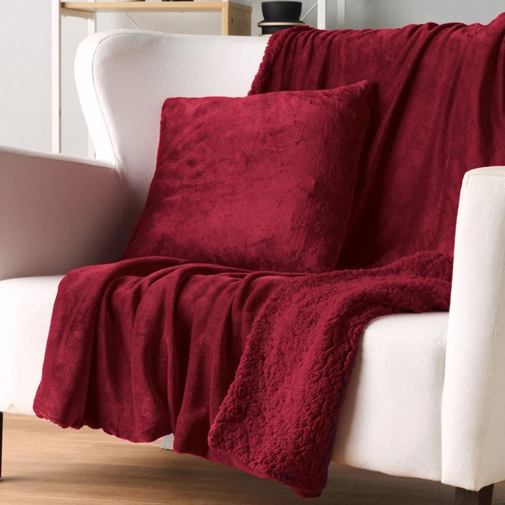 Διακοσμητικό Ριχτάρι Fleece Κουβέρτα Καναπέ (130X170) Kentia Stylish Ivanna 05 Bordeaux Home Λευκά Είδη Σαλονιού Ριχτάρια Spitishop