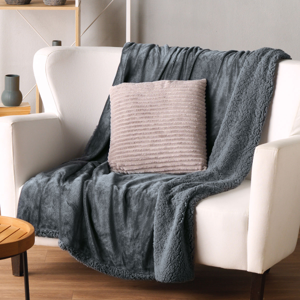 Διακοσμητικό Ριχτάρι Fleece/Κουβέρτα Καναπέ (130x170) Kentia Stylish Ivanna 24 Dark Grey