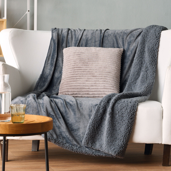 Διακοσμητικό Ριχτάρι Fleece/Κουβέρτα Καναπέ (130x170) Kentia Stylish Ivanna 24 Dark Grey