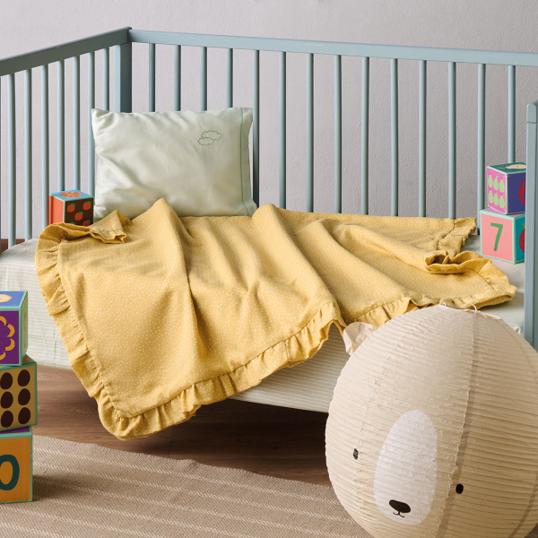 Κουβέρτα Μουσελίνα Κούνιας (100x150) 2 Όψεων Kentia Baby YN 25 Yellow - White