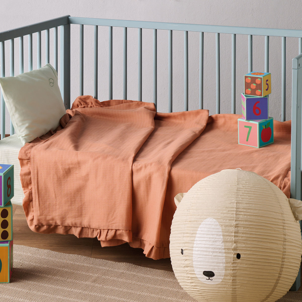 Κουβέρτα Μουσελίνα Κούνιας (100x150) 2 Όψεων Kentia Baby YN 25 Orange