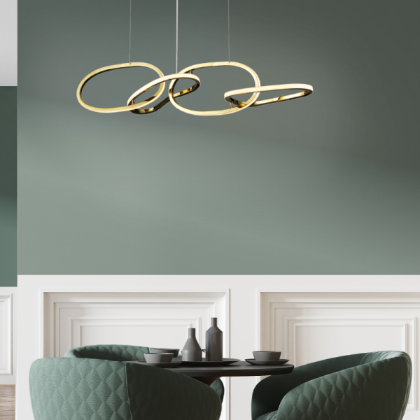 Φωτιστικό Οροφής Πολύφωτο LED 3 CCT Aca Ring HM88LEDP4GDCCT Gold/White