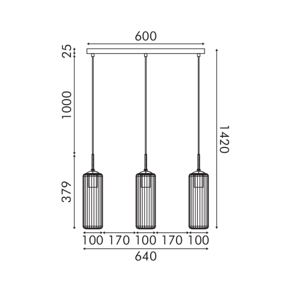 Φωτιστικό Οροφής Τρίφωτο Aca Fame LT19P3BK Black