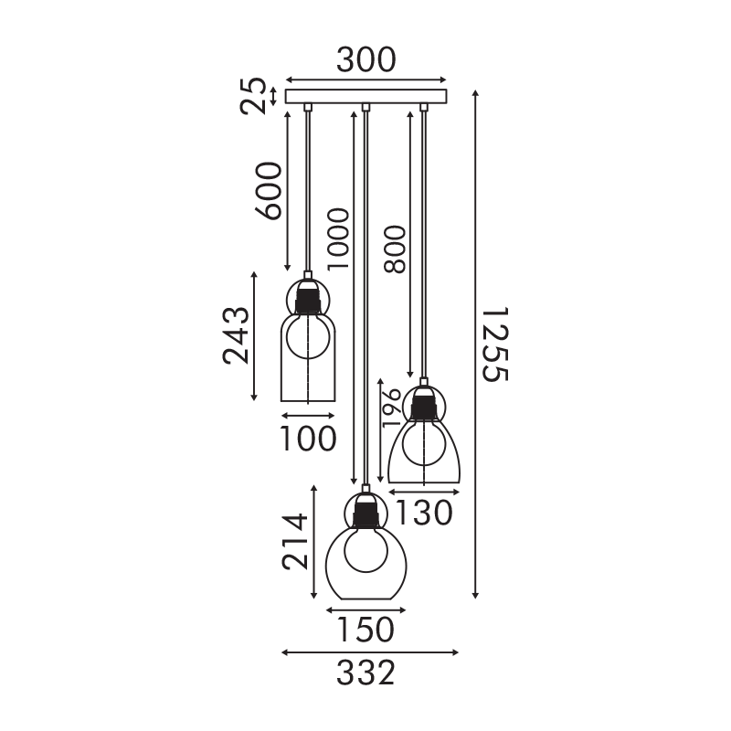 Φωτιστικό Οροφής Τρίφωτο Aca Juliette Lt38233Pbk Black Home Φωτιστικά Spitishop