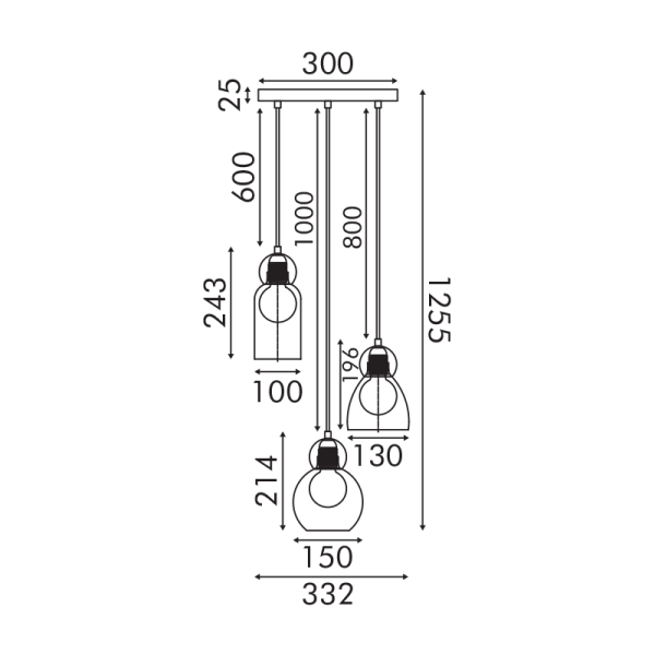 Φωτιστικό Οροφής Τρίφωτο Aca Juliette LT38233PCB Cognac/Brass
