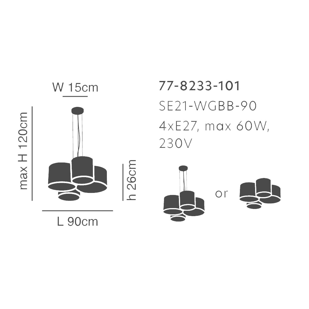 Φωτιστικό Οροφής Πολύφωτο Homelighting Cozy 77-8233 Home Φωτιστικά Spitishop