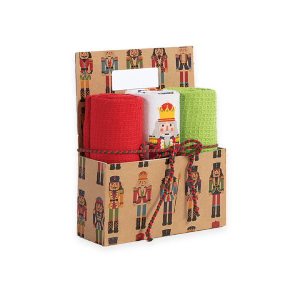 Χριστουγεννιάτικα Ποτηρόπανα Δώρου (Σετ 3τμχ) Nef-Nef Homeware Nutcracker