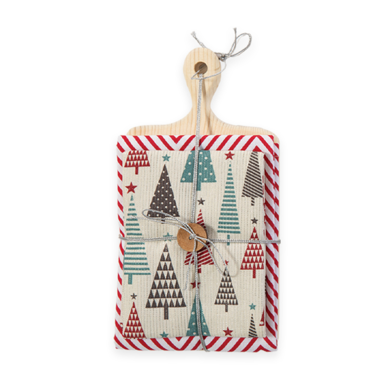 Χριστουγεννιάτικα Ποτηρόπανα Με Ξύλο Κοπής (Σετ 3 τμχ) Nef-Nef Homeware Christmas Forest