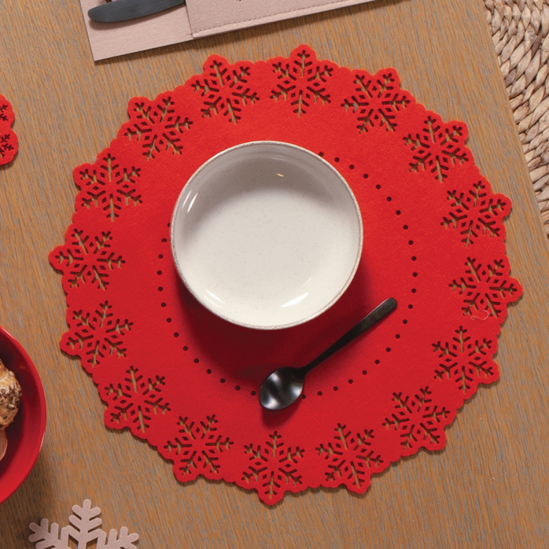 Χριστουγεννιάτικα Σουπλά (Σετ 2τμχ) Nef-Nef Homeware Snow Felt Red