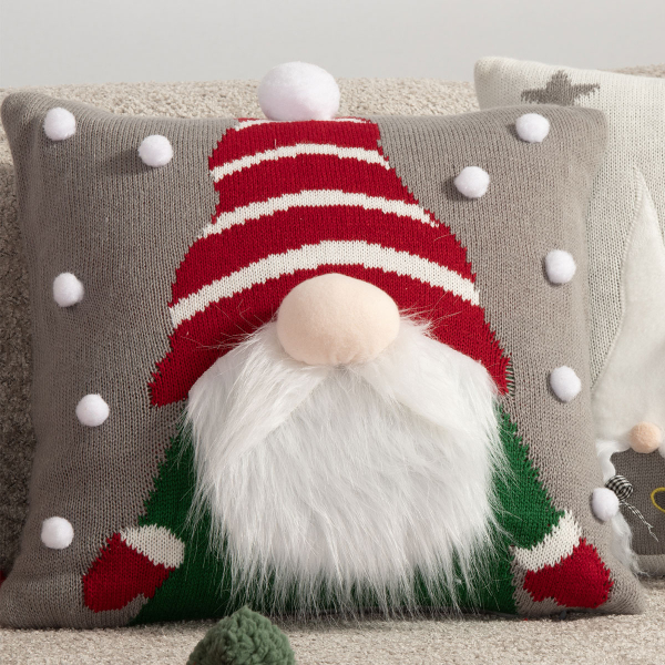 Χριστουγεννιάτικη Μαξιλαροθήκη (40x40) Nef-Nef Homeware Gnome Pom Poms