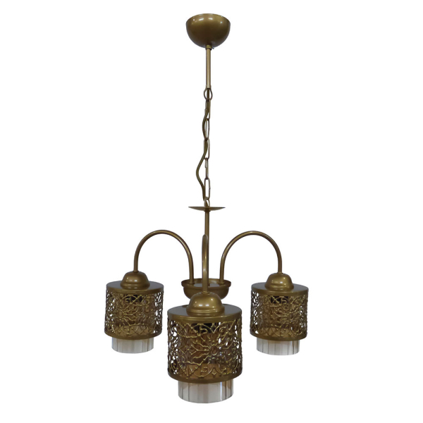 Φωτιστικό Οροφής Τρίφωτο Heronia Damascus 01-0432 Gold Mat