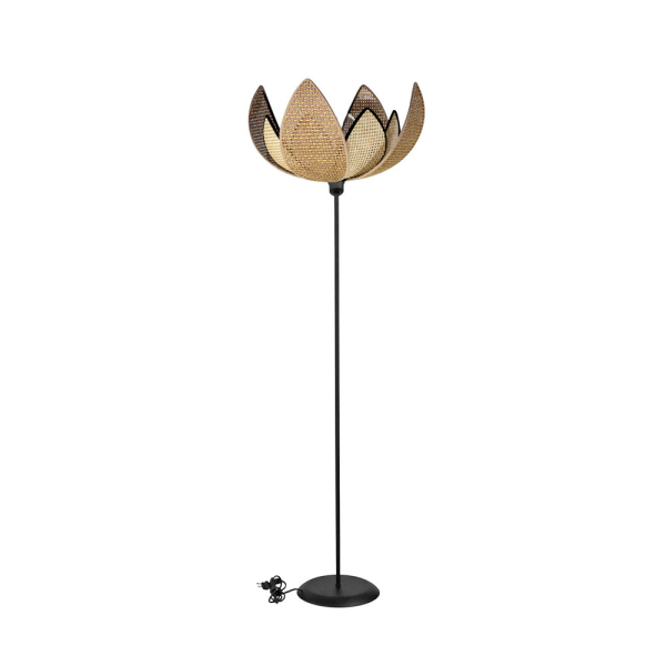 Φωτιστικό Δαπέδου Heronia HFLB-70 31-1394 Black/Rattan