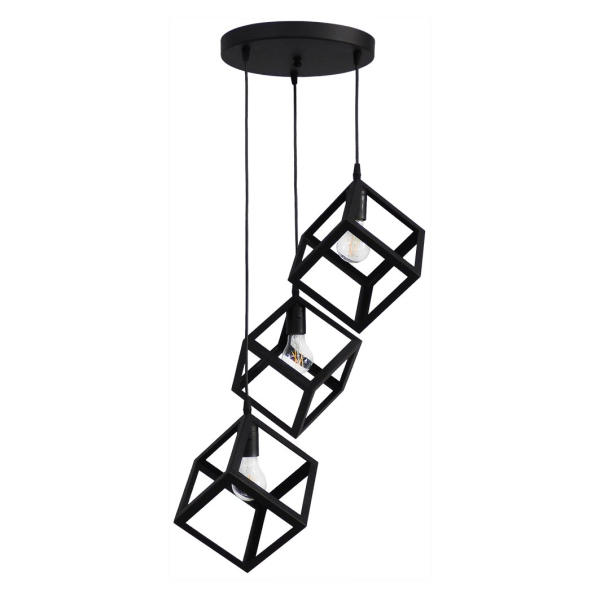 Φωτιστικό Οροφής Τρίφωτο Heronia Kyvos 35-0104 Black Plastic