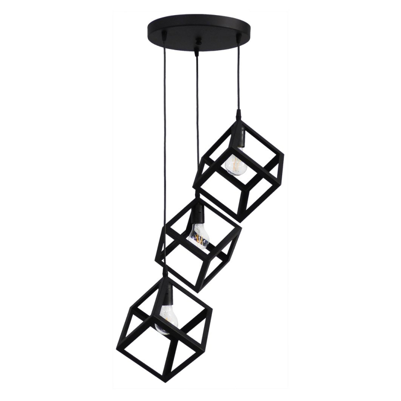 Φωτιστικό Οροφής Τρίφωτο Heronia Kyvos 35-0104 Black Plastic