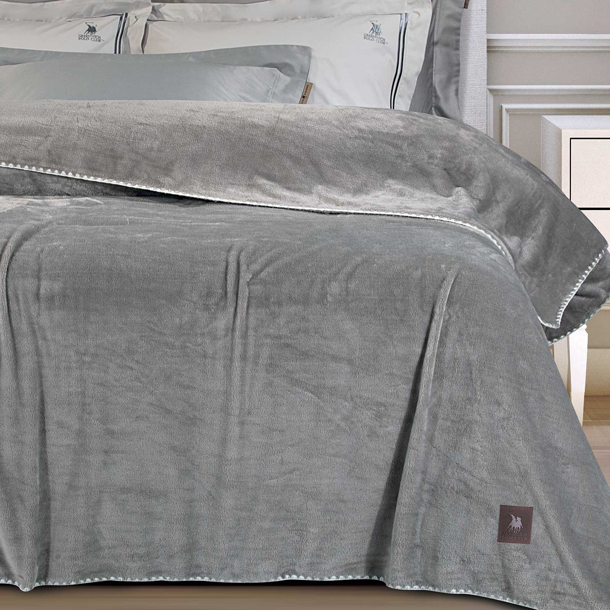 Κουβέρτα Fleece Μονή (170X240) Greenwich Polo Club Essential 4439 Grey Home Λευκά Είδη Κρεβατοκάμαρας Κουβέρτες Μονές Spitishop