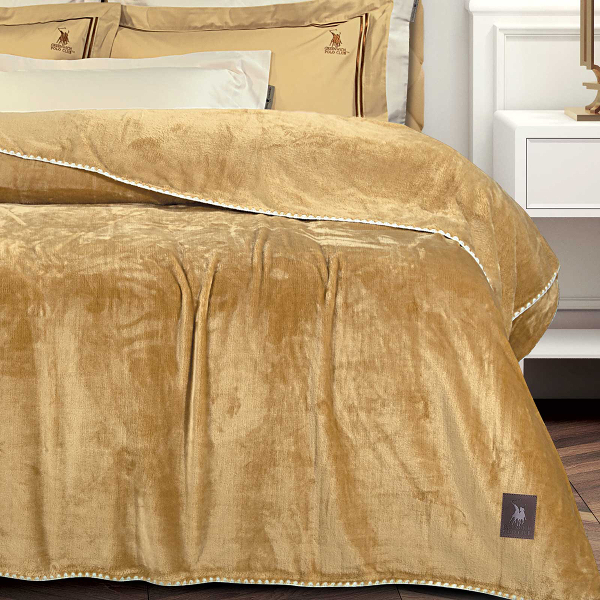 Κουβέρτα Fleece Μονή (170X240) Greenwich Polo Club Essential 4441 Ochre Home Λευκά Είδη Κρεβατοκάμαρας Κουβέρτες Μονές Spitishop