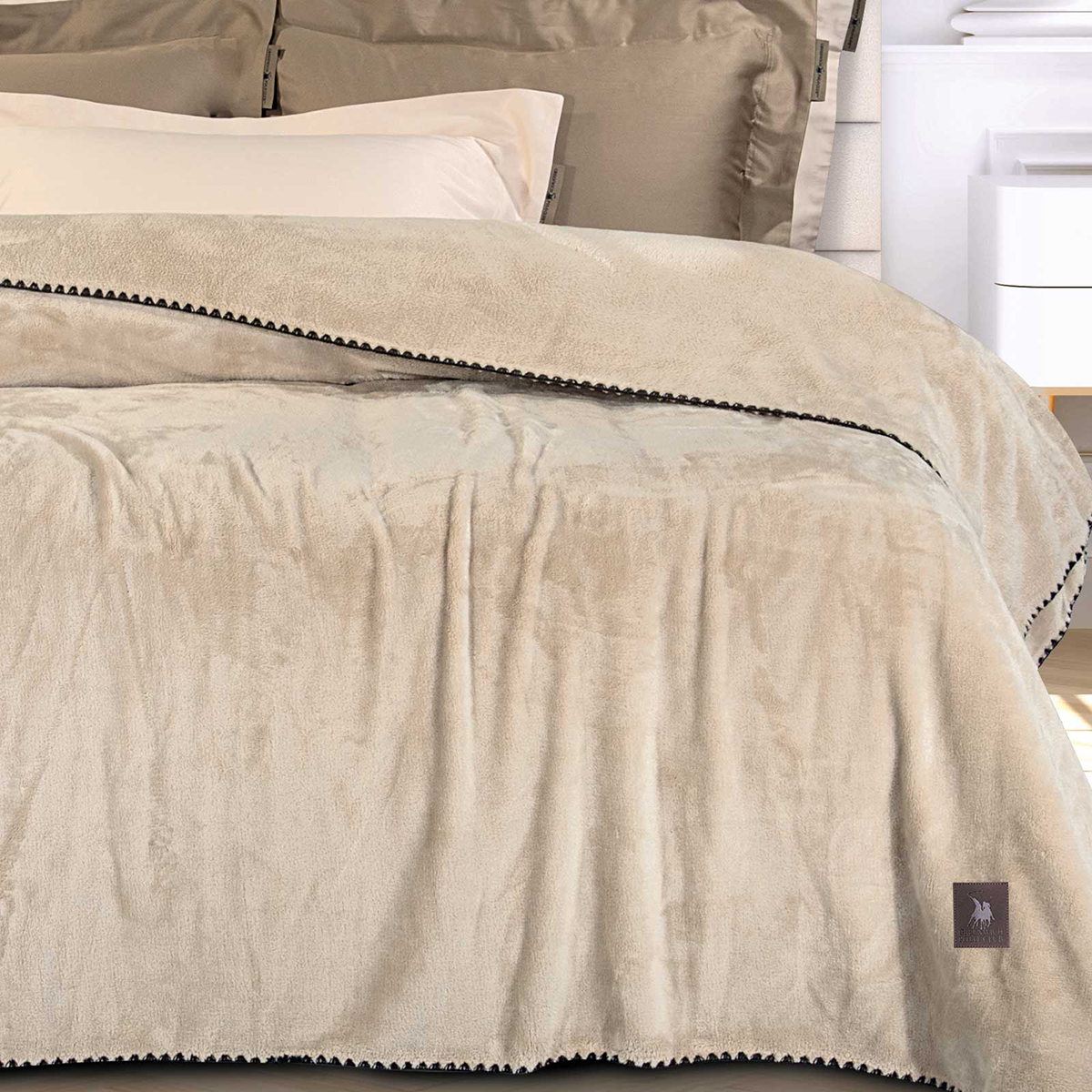 Κουβέρτα Fleece Υπέρδιπλη (220X240) Greenwich Polo Club Essential 4438 Beige Home Λευκά Είδη Κρεβατοκάμαρας Κουβέρτες Υπέρδιπλες Spitishop