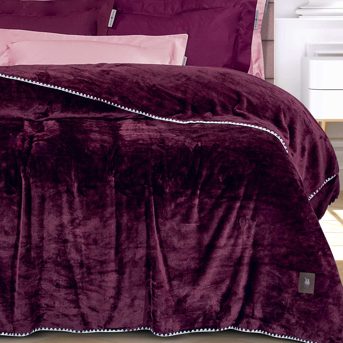 Κουβέρτα Fleece Υπέρδιπλη (220X240) Greenwich Polo Club Essential 4440 Bordeaux Home Λευκά Είδη Κρεβατοκάμαρας Κουβέρτες Υπέρδιπλες Spitishop