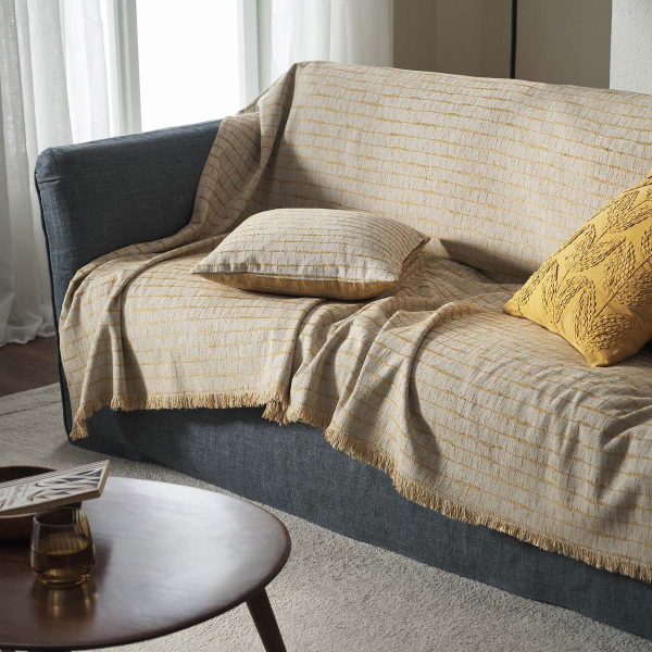 Ριχτάρι Καναπέ Διθέσιου 2 Όψεων (180x250) Gofis Home Vespera Leaf Gold 148/04