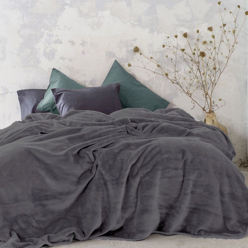 Κουβέρτα Βελουτέ Υπέρδιπλη (220x240) Nima Bed Linen Coperta D.Grey