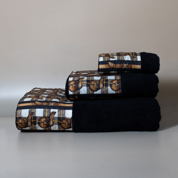 Πετσέτα Χεριών (30x50) White Fabric Horsie Black 600gsm