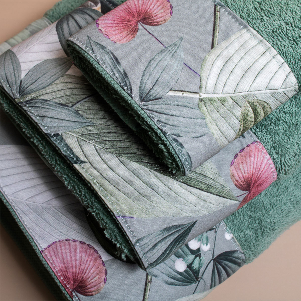 Πετσέτα Προσώπου (50x100) White Fabric Somet Green 600gsm