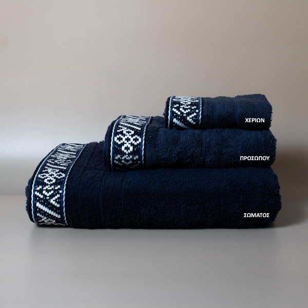 Πετσέτα Χεριών (30x50) White Fabric Jowls Blue 600gsm