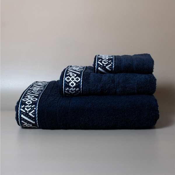 Πετσέτες Μπάνιου (Σετ 3τμχ) White Fabric Jowls Blue 600gsm