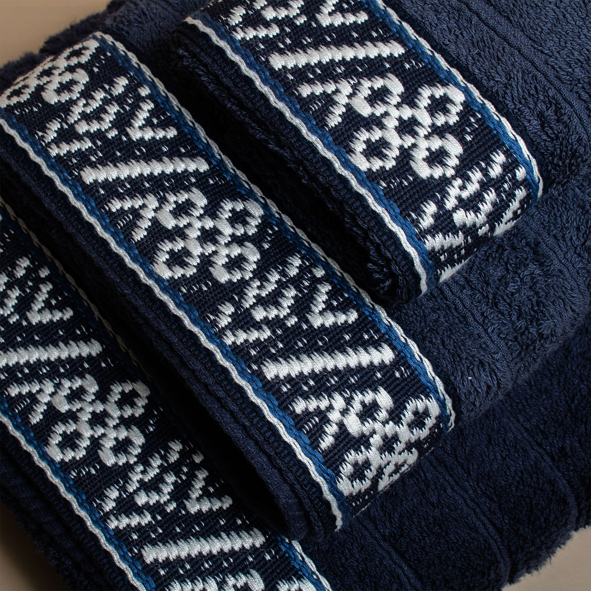 Πετσέτες Μπάνιου (Σετ 3Τμχ) White Fabric Jowls Blue 600Gsm Home Λευκά Είδη Spitishop