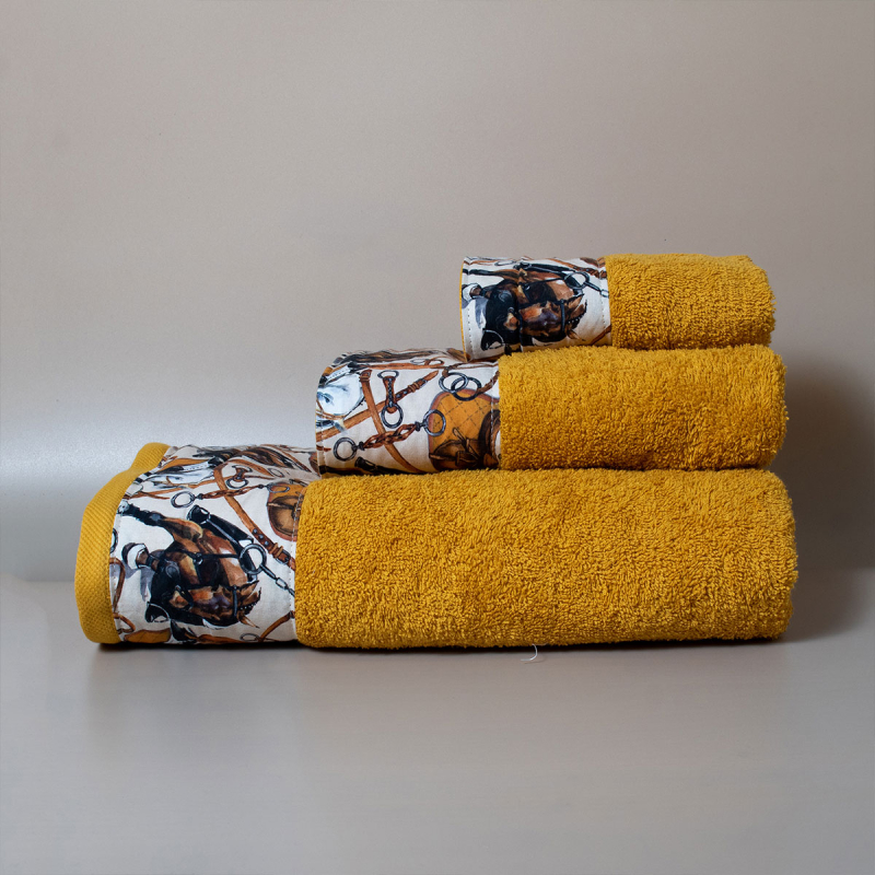 Πετσέτα Προσώπου (50x100) White Fabric Horsie Yellow 600gsm