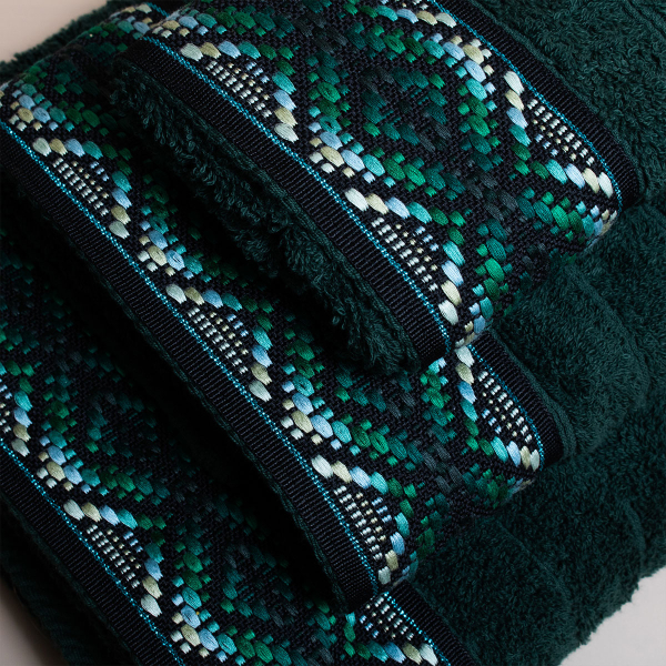 Πετσέτα Προσώπου (50x100) White Fabric Kella Green 600gsm