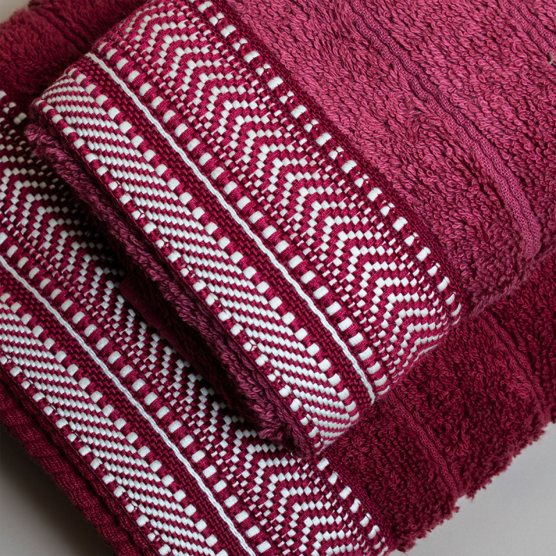 Πετσέτα Προσώπου (50x100) White Fabric Amly Bordeaux 600gsm