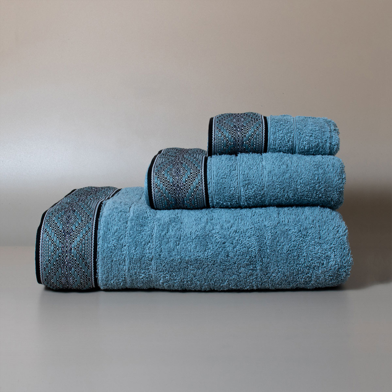 Πετσέτα Προσώπου (50x100) White Fabric Serpa L.Blue 600gsm