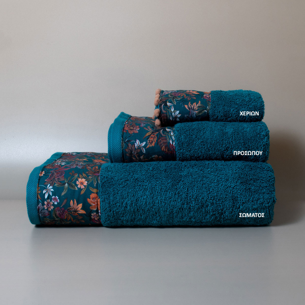 Πετσέτα Χεριών (30x50) White Fabric Wilma Petrol 600gsm