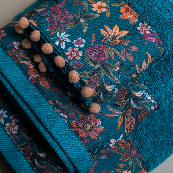 Πετσέτες Μπάνιου (Σετ 3τμχ) White Fabric Wilma Petrol 600gsm