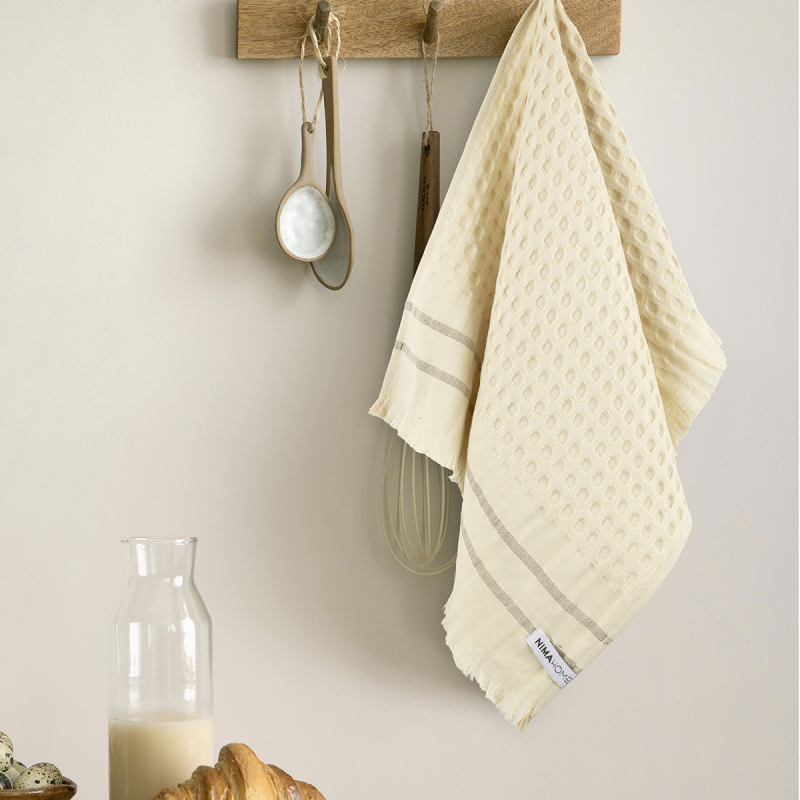 Ποτηρόπανο Πικέ (40x60) Nima Waffle L.Beige