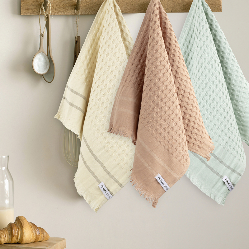 Ποτηρόπανα Πικέ (Σετ 3τμχ) Nima Waffle