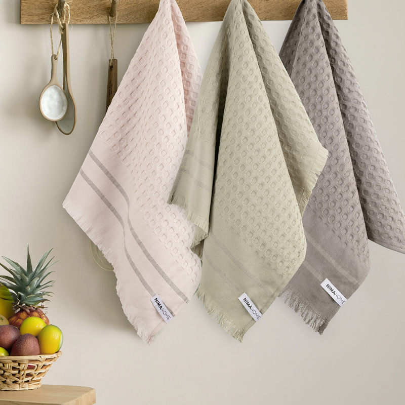 Ποτηρόπανα Πικέ (Σετ 3τμχ) Nima Honeycomb