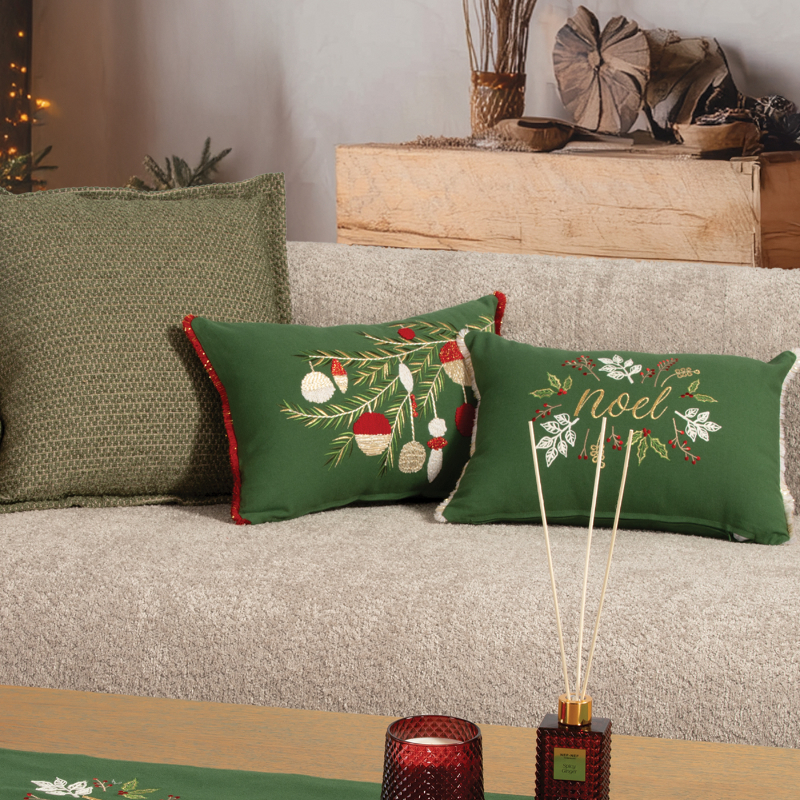 Χριστουγεννιάτικο Μαξιλάρι (30X45) Nef-Nef Homeware Noel Verde Green Red Home Χριστουγεννιάτικα Μαξιλάρια Spitishop